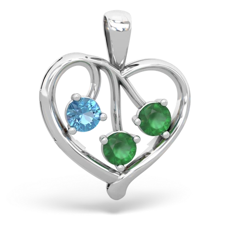 blue topaz-emerald love heart pendant