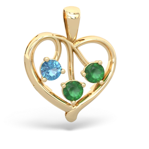 blue topaz-emerald love heart pendant