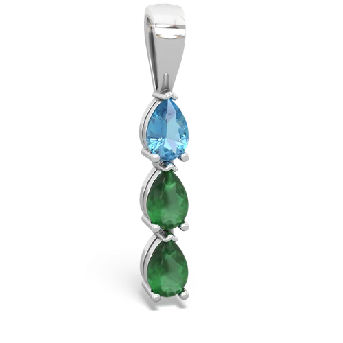 Blue Topaz Genuine Swiss Blue Topaz with Genuine Emerald and Genuine Tanzanite Three Stone pendant Pendant