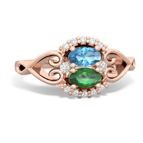 blue topaz-emerald antique keepsake ring