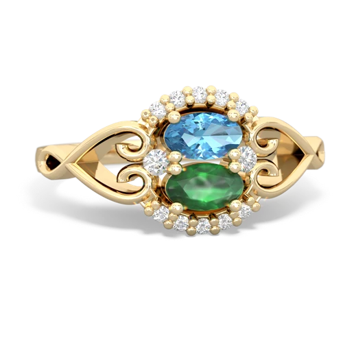 blue topaz-emerald antique keepsake ring