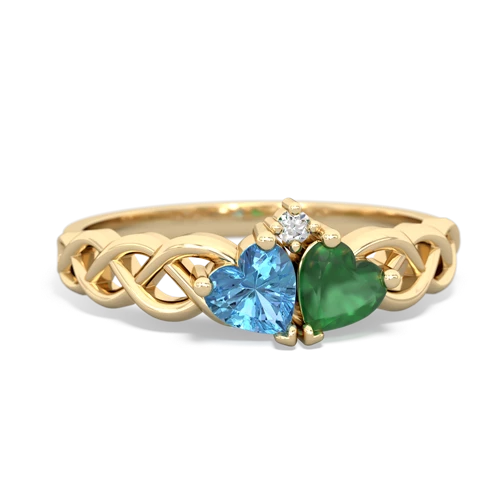 blue topaz-emerald celtic braid ring