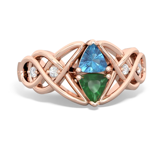 blue topaz-emerald celtic knot ring