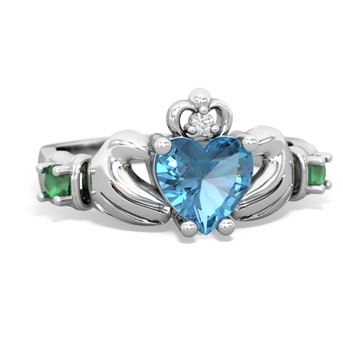 blue topaz-emerald claddagh ring