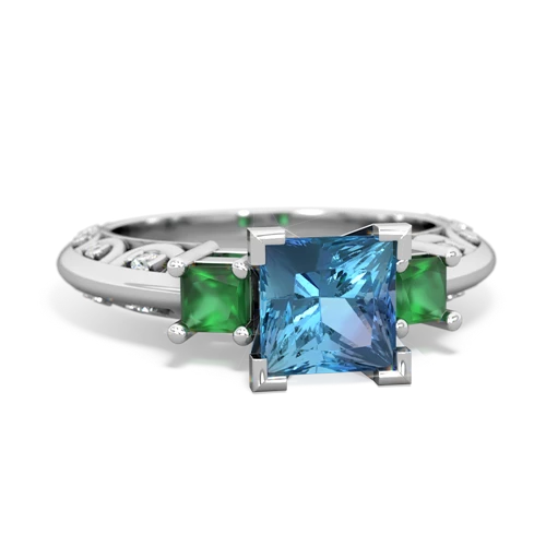 blue topaz-emerald engagement ring