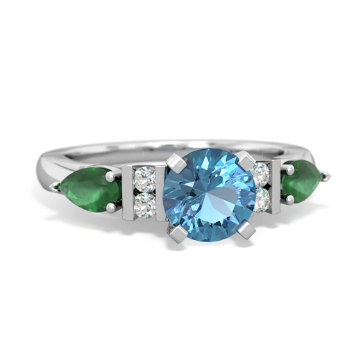 blue topaz-emerald engagement ring