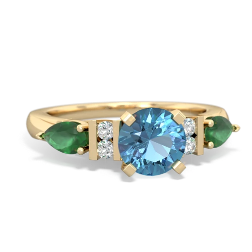 blue topaz-emerald engagement ring