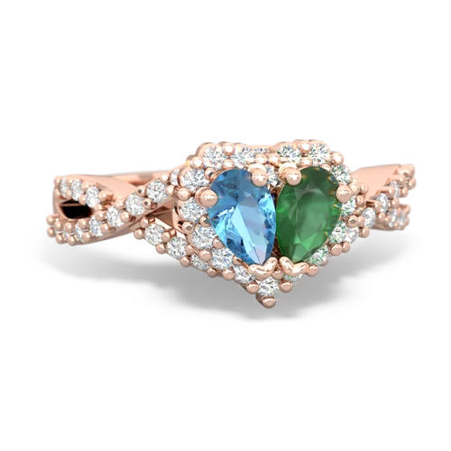 blue topaz-emerald engagement ring