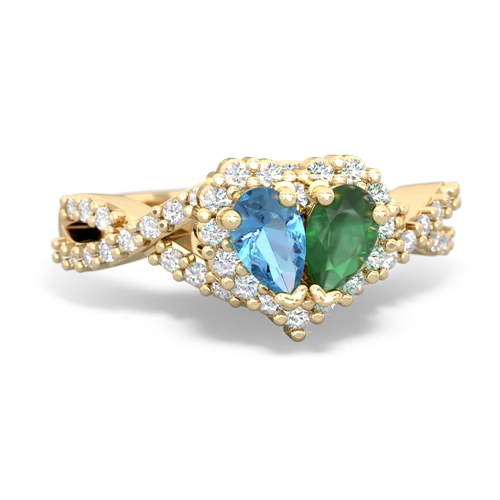 blue topaz-emerald engagement ring