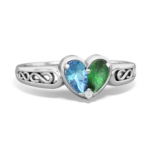 blue topaz-emerald filligree ring