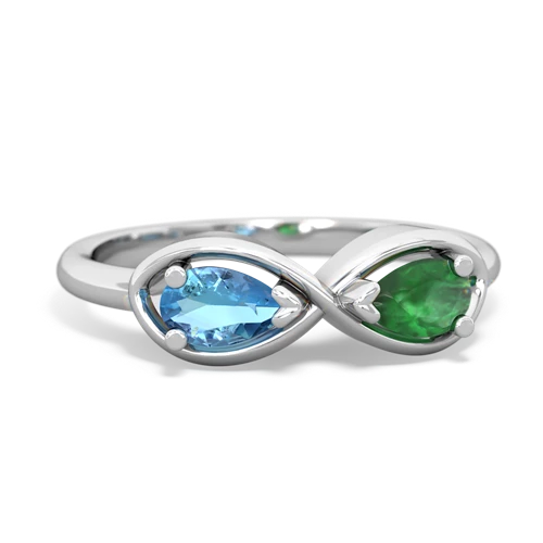 blue topaz-emerald infinity ring