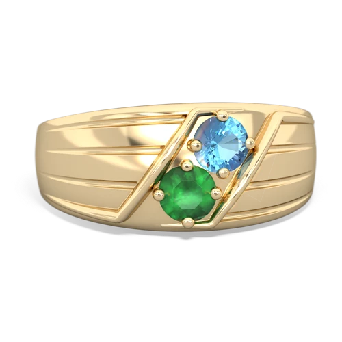 blue topaz-emerald mens ring