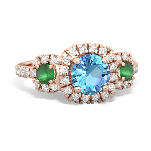 blue topaz-emerald three stone regal ring