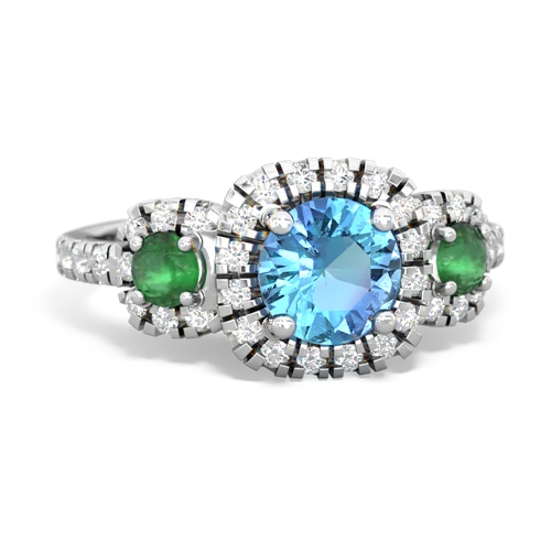 blue topaz-emerald three stone regal ring