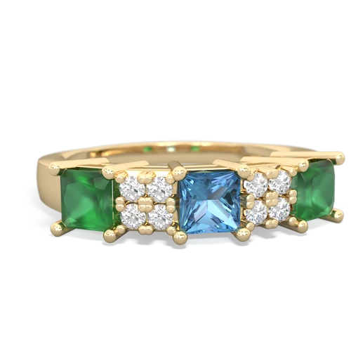 Blue Topaz Genuine Swiss Blue Topaz with Genuine Emerald and Lab Created Sapphire Three Stone ring Ring