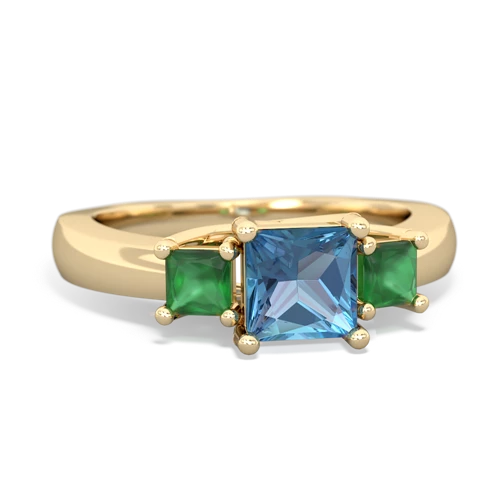 Blue Topaz Genuine Swiss Blue Topaz with Genuine Emerald and Genuine Tanzanite Three Stone Trellis ring Ring