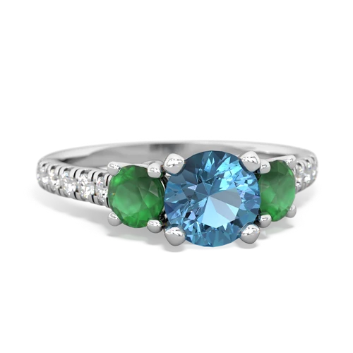 blue topaz-emerald trellis pave ring