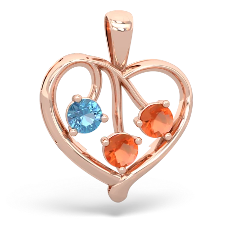 blue topaz-fire opal love heart pendant