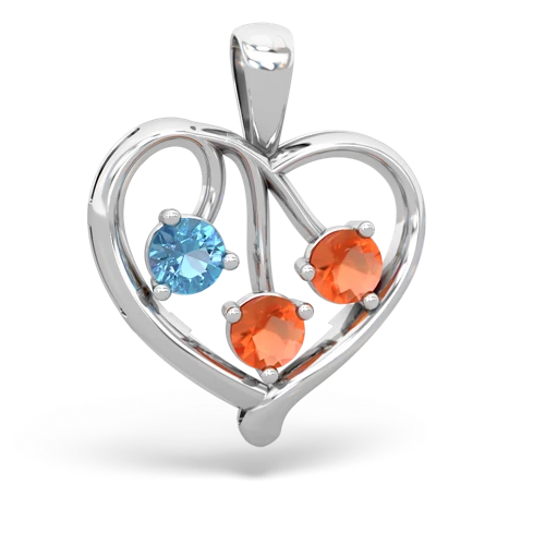 blue topaz-fire opal love heart pendant