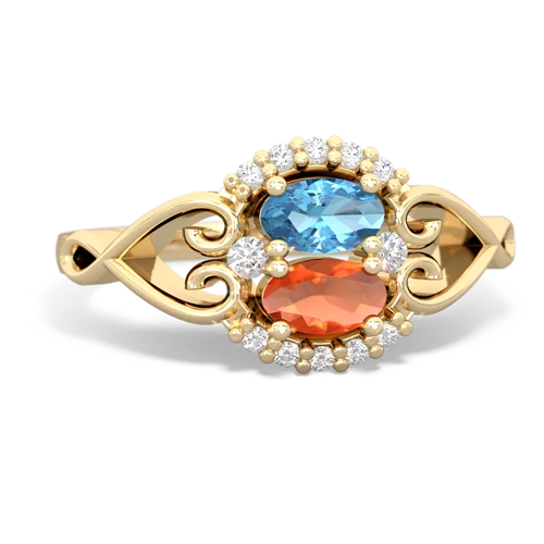 blue topaz-fire opal antique keepsake ring