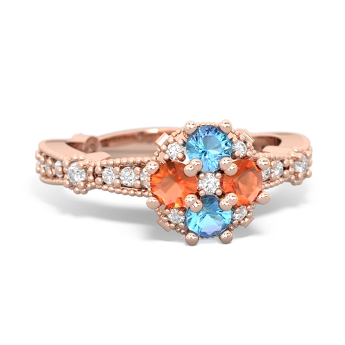 blue topaz-fire opal art deco engagement ring