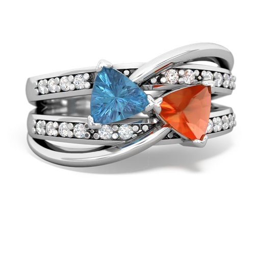 Blue Topaz Genuine Swiss Blue Topaz with Genuine Fire Opal Bowtie ring Ring