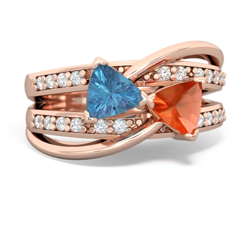 blue topaz-fire opal couture ring