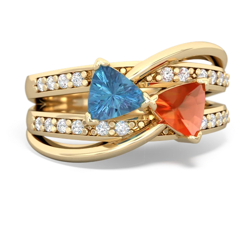 blue topaz-fire opal couture ring