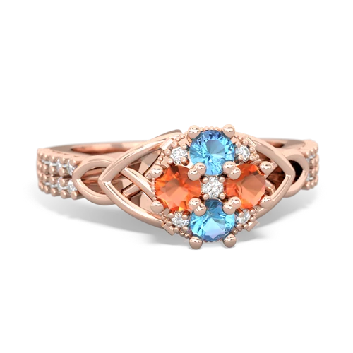 blue topaz-fire opal engagement ring