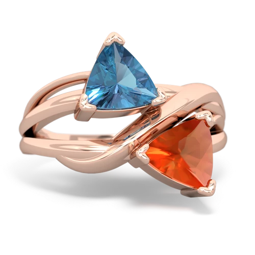 blue topaz-fire opal filligree ring