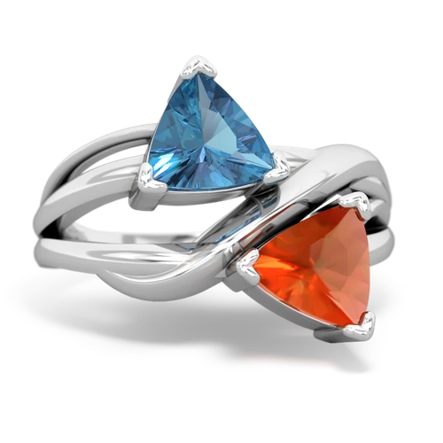 blue topaz-fire opal filligree ring