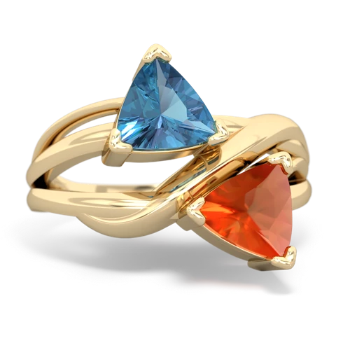 blue topaz-fire opal filligree ring