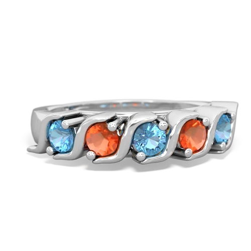 blue topaz-fire opal timeless ring