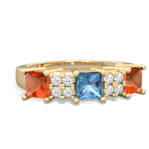 blue topaz-fire opal timeless ring