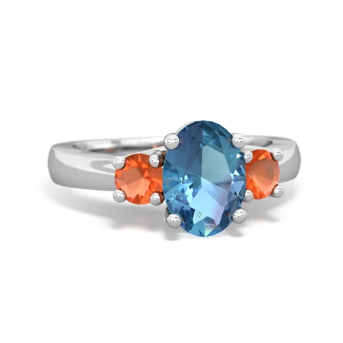 blue topaz-fire opal timeless ring