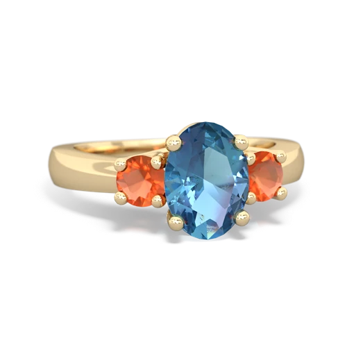 blue topaz-fire opal timeless ring