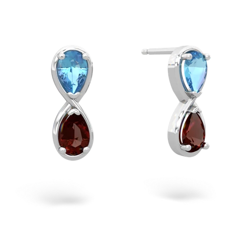 blue topaz-garnet infinity earrings