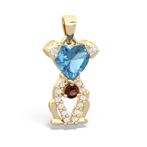 blue topaz-garnet birthstone puppy pendant