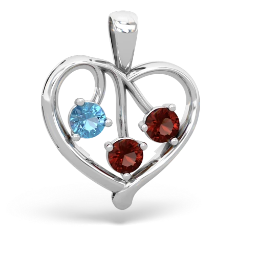 blue topaz-garnet love heart pendant