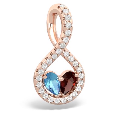 blue topaz-garnet pave twist pendant