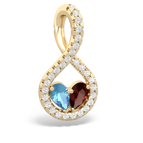 blue topaz-garnet pave twist pendant