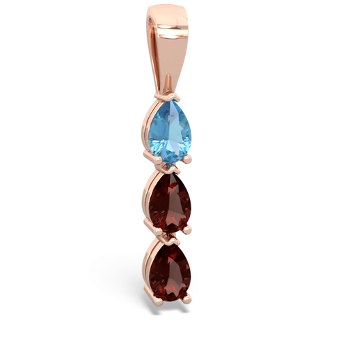 blue topaz-garnet three stone pendant