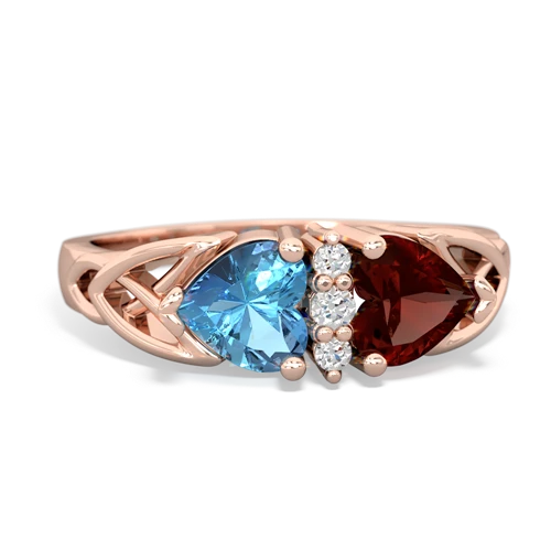 blue topaz-garnet celtic ring