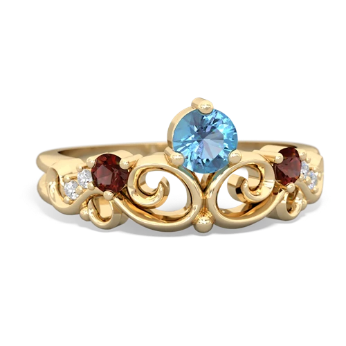 Blue Topaz Genuine Swiss Blue Topaz with Genuine Garnet and  Crown Keepsake ring Ring