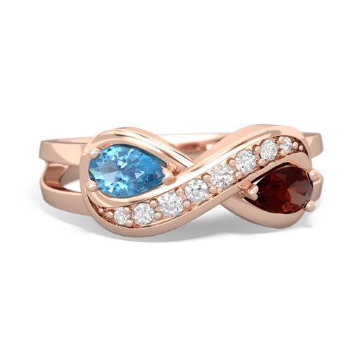 blue topaz-garnet diamond infinity ring