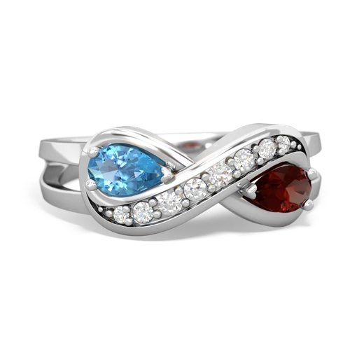 blue topaz-garnet diamond infinity ring