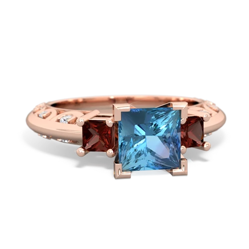 Blue Topaz Genuine Swiss Blue Topaz with Genuine Garnet and  Art Deco ring Ring