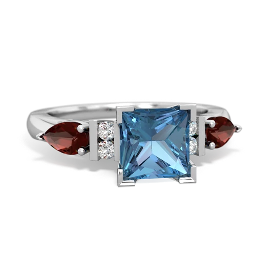 Blue Topaz Genuine Swiss Blue Topaz with Genuine Garnet and  Engagement ring Ring
