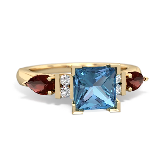 Blue Topaz Genuine Swiss Blue Topaz with Genuine Garnet and Genuine Amethyst Engagement ring Ring
