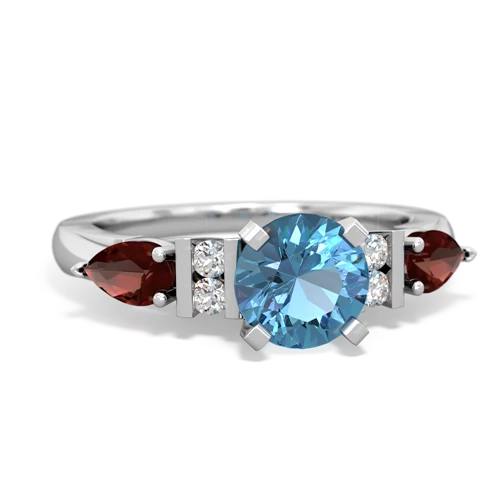 Blue Topaz Genuine Swiss Blue Topaz with Genuine Garnet and  Engagement ring Ring